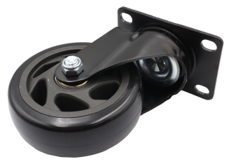 Zestaw 4 kółek obrotowych Ø 100 mm – gumowane, łożyskowane, podstawa 63 × 94 mm (bez hamulca) - 5