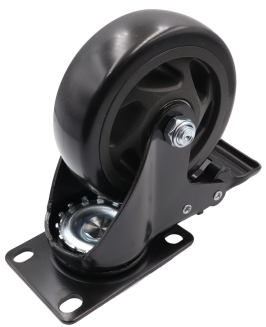 Zestaw 8 kółek obrotowych Ø 100 mm z hamulcem – gumowane, łożyskowane, podstawa 63 × 94 mm. - 5