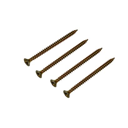 Wkręt hartowany do drewna 4 × 60 mm – ocynk złoty.