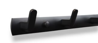 Wieszak ścienny loft czarny aluminiowy z 5 haczykami — elegancki organizer. - 3