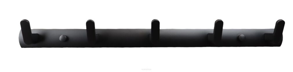 Wieszak ścienny loft czarny aluminiowy z 5 haczykami — elegancki organizer.