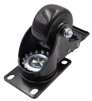 Zestaw 4 kółek obrotowych Ø 65 mm z hamulcem – gumowane, łożyskowane, podstawa 63 × 94 mm. - 4