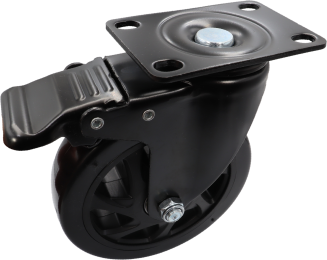 Zestaw 4 kółek obrotowych Ø 100 mm z hamulcem – gumowane, łożyskowane, podstawa 63 × 94 mm. - 2