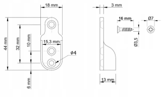Zestaw wsporników drążka meblowego owalnego – odlew niklowany, montaż na 3 wkręty. - 3