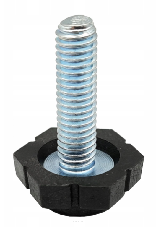 Stopka meblowa M6×22 mm – sześciokątny regulator wysokości z tworzywa i stali ocynkowanej.