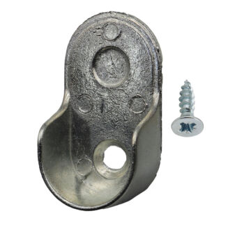 Zestaw wsporników drążka meblowego owalnego – srebrny, odlew, bolec + wkręty. - 2