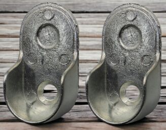 Zestaw wsporników drążka meblowego owalnego – srebrny, odlew, bolec + wkręty. - 3