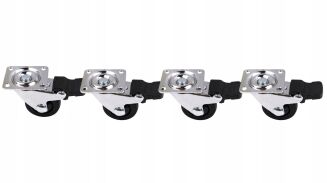 Kółko meblowe obrotowe Ø30 mm gumowane czarne z hamulcem, chrom, 33 x 33 mm. - 4