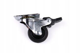 Kółko meblowe obrotowe Ø30 mm gumowane czarne z hamulcem, chrom, 33 x 33 mm. - 2