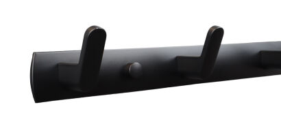 Wieszak loft czarny aluminiowy z 5 haczykami — ścienny organizer.