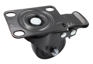 Zestaw 8 kółek obrotowych Ø 50 mm z hamulcem – gumowane, łożyskowane, podstawa 50 × 70 mm. - 3