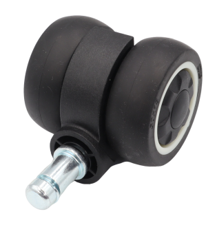 Kółko meblowe gumowane Ø 50 mm z trzpieniem montażowym 11 × 22 mm, obrotowe czarno-białe. - 3