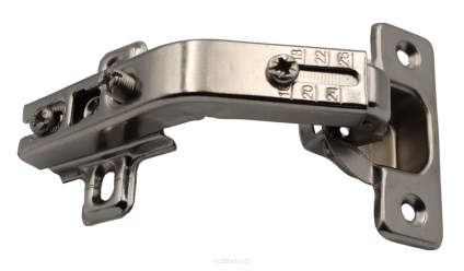 Zawias meblowy kątowy 135° z prowadnikiem H2 – slide-on, bez euro.