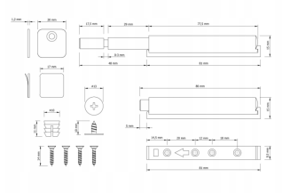 Odbojnik push-to-open szary z magnesem / tip-on – amortyzator magnetyczny. - 4