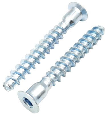 Konfirmat meblowy 6,4 × 50 mm – do połączeń korpusowych, stal ocynkowana.