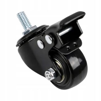 Kółko meblowe obrotowe Ø 50 mm — gumowane, czarne, z hamulcem, gwint M8 × 15 mm. - 2