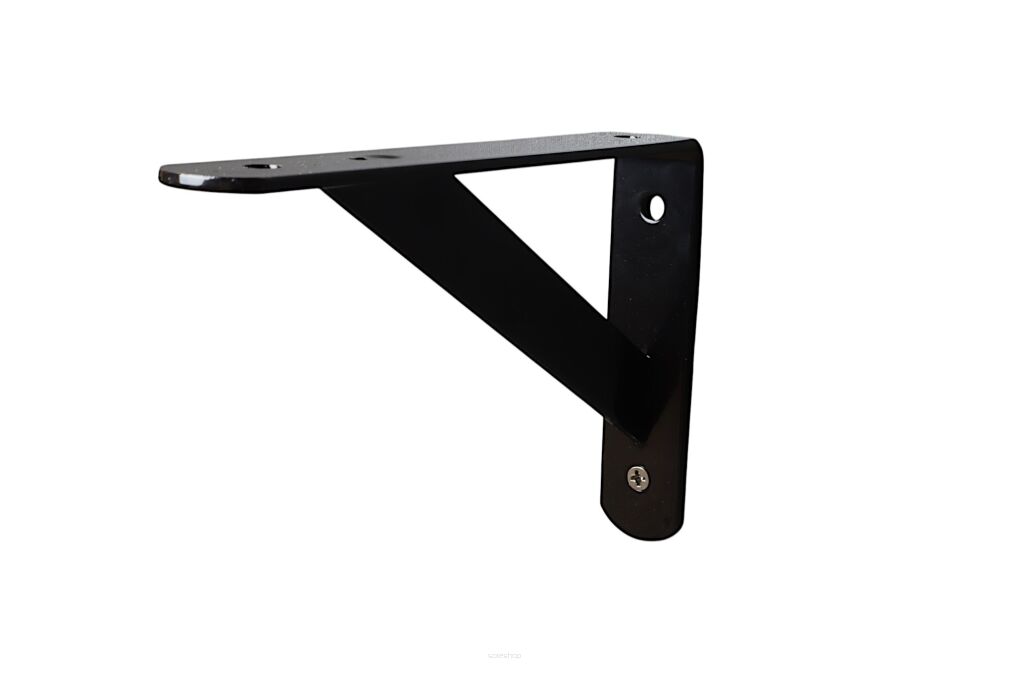 Wspornik półki czarny 200 x 125 x 29 mm, stalowy uchwyt z wzmocnieniem.