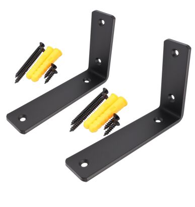 Zestaw 2× wsporników półki LOFT L150 × 100 × 38 mm – czarny mat + zestaw montażowy.