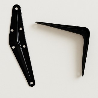 Wspornik stalowy do półek LOFT 125 × 150 mm – czarny. - 3