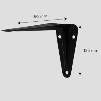 Wspornik stalowy do półek LOFT 125 × 150 mm – czarny. - 4