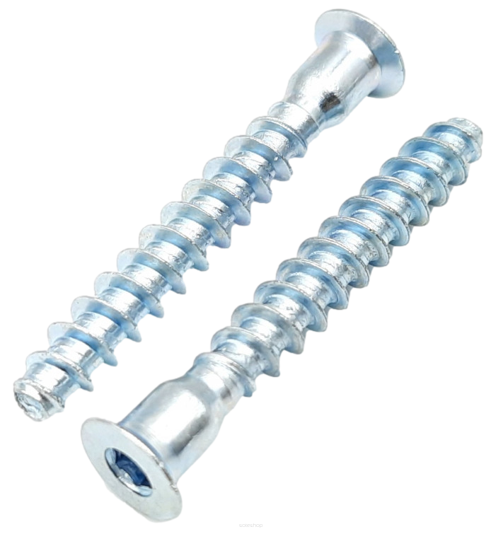 Konfirmat meblowy 7 × 40 mm – wkręt montażowy do korpusów i szafek.