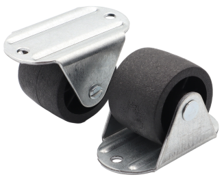 Rolka meblowa sztywna H32 mm,  czarna z płytką 48 × 27 mm. - 2