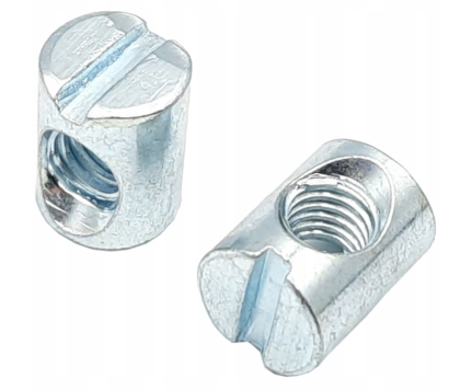 Nakrętka wałeczkowa symetryczna M6 × 10 × 13 mm, stal ocynkowana.