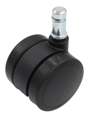 Kółko meblowe gumowane Ø 50 mm z trzpieniem montażowym 11 × 22 mm, obrotowe czarne.