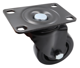 Zestaw 4 kółek obrotowych Ø 75 mm – gumowane, łożyskowane, podstawa 63 × 94 mm (bez hamulca) - 3