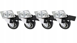 Kółko meblowe obrotowe Ø40 mm z hamulcem, gumowe 42x42 mm, ocynk. - 4
