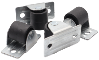 Rolka meblowa MINI Ø 16 mm gumowana – czarna. - 5