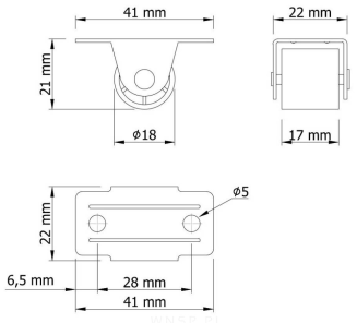 Rolka meblowa MINI Ø 16 mm gumowana – czarna. - 6