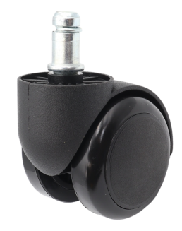 Kółko meblowe obrotowe Ø 50 mm PVC gumowane z trzpieniem montażowym 11 × 22 mm, czarne. - 2