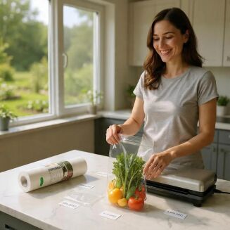 Rolka do pakowania próżniowego 20 × 600 cm – folia moletowana PA/PE, do żywności, sous-vide. - 2