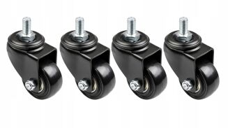 Kółko meblowe obrotowe Ø 50 mm — gumowane, czarne, trzpień gwintowany M8 × 15 mm. - 4