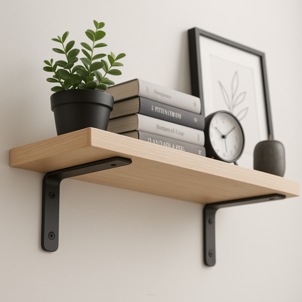 Wspornik LOFT typu L 150 × 100 × 38 mm, w czarnym macie.