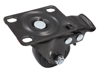 Zestaw 8 kółek obrotowych Ø 40 mm z hamulcem – gumowane, łożyskowane, podstawa 43 × 60 mm. - 3