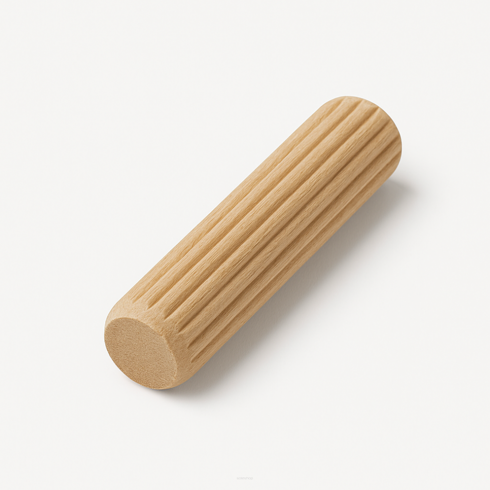 Kołek meblowy drewniany ryflowany 8×45 mm —  łącznik montażowy.