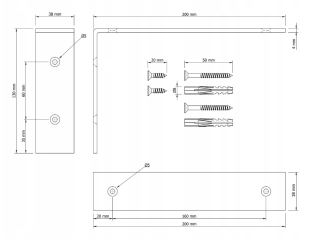 Wspornik LOFT typu L 200 × 130 × 38 mm, w czarnym macie. - 6