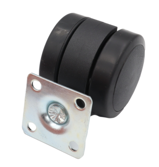 Kółko meblowe gumowane obrotowe Ø 50 mm z płytką montażową 38 × 38 mm, czarne. - 2