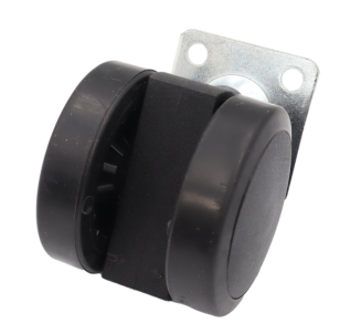 Kółko meblowe gumowane obrotowe Ø 50 mm z płytką montażową 38 × 38 mm, czarne. - 3