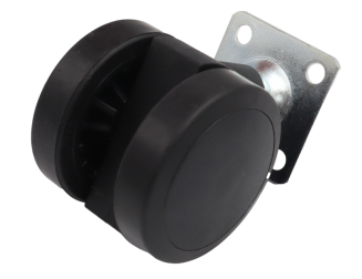 Kółko meblowe gumowane obrotowe Ø 50 mm z płytką montażową 38 × 38 mm, czarne. - 4