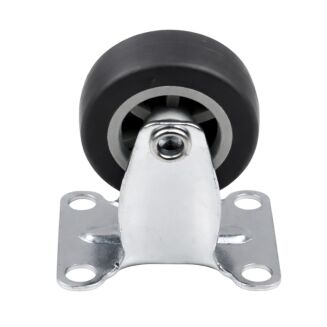 Rolka meblowa stała Ø 40 mm — gumowana, ocynkowana, z płytką 38 × 46 mm. - 3