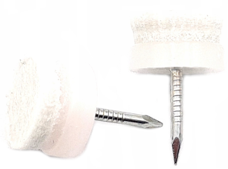 Ślizg pojedynczy z gwoździem i filcem, biały. - 2