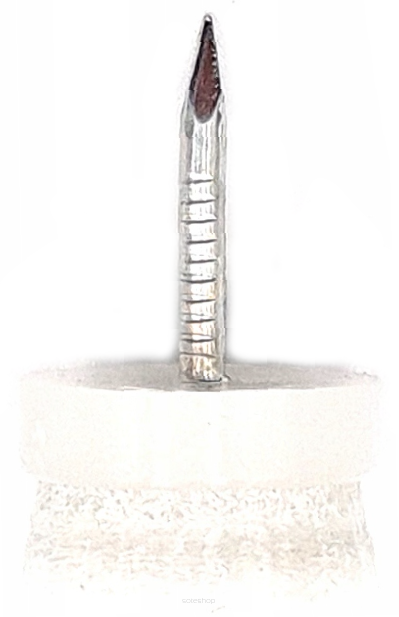 Ślizg pojedynczy z gwoździem i filcem, biały.