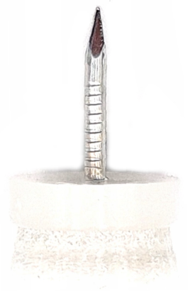 Ślizg pojedynczy z gwoździem i filcem, biały.