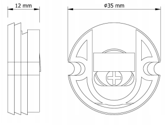 Zawieszka mimośrodowa Ø35 mm regulowana, wpuszczana – brąz. - 4