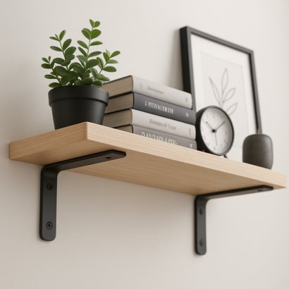 Wspornik LOFT typu L 180 × 100 × 38 mm, w czarnym macie.