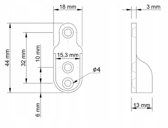 Wspornik drążka meblowego owalnego – niklowany uchwyt z odlewu, montaż na 3 wkręty. - 3