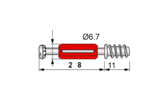 Złącze meblowe mimośrodowe 28 mm, z trzpieniem euro 6 mm (mimośród 15×12 mm) 20 szt. - 5